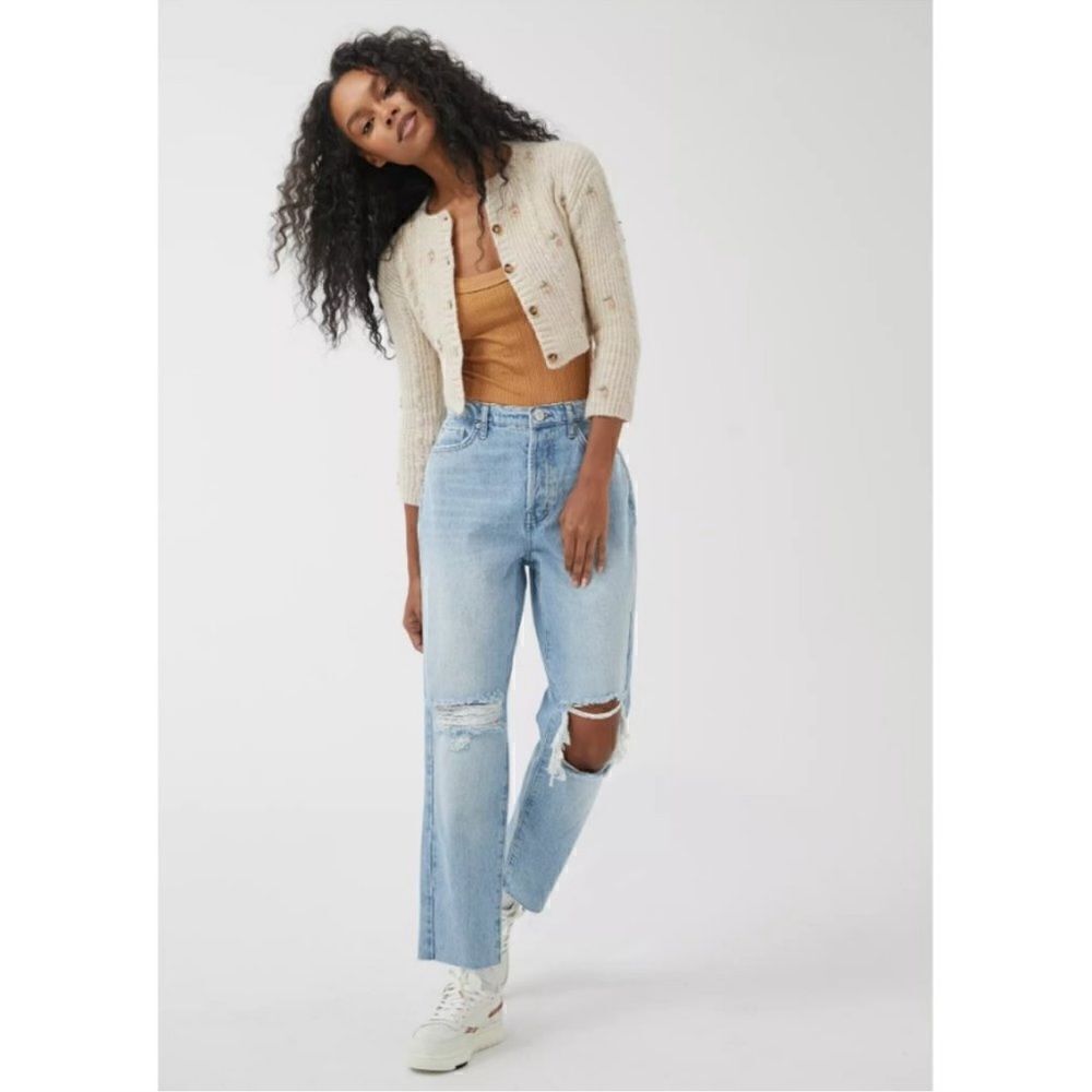 Urban Outfitters BDG Slim Straight Ripped Light Wash Jeans